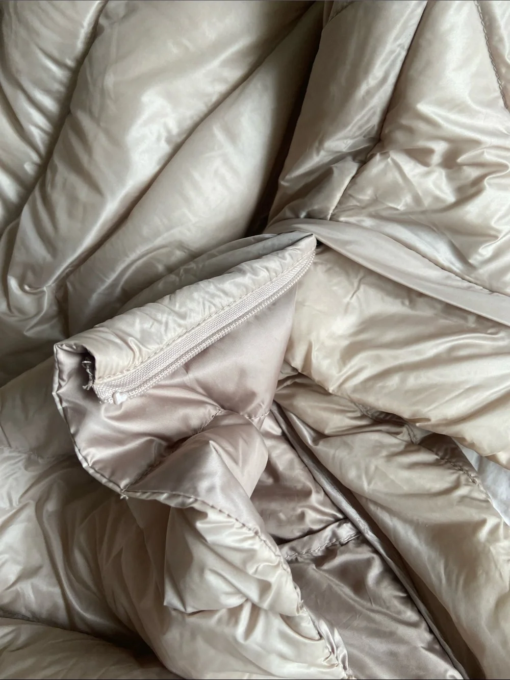 32 Degrees Quilted Puffer Coat with Detachable Hood Champagne Light Beige Large